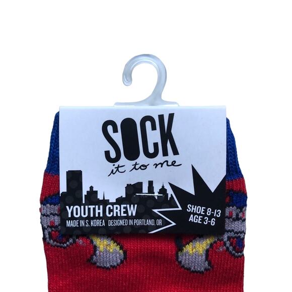 Sock It To Me Red Blue Rayguns Blaster Space Sci-Fi Youth Novelty Crew Socks - Picture 2 of 6